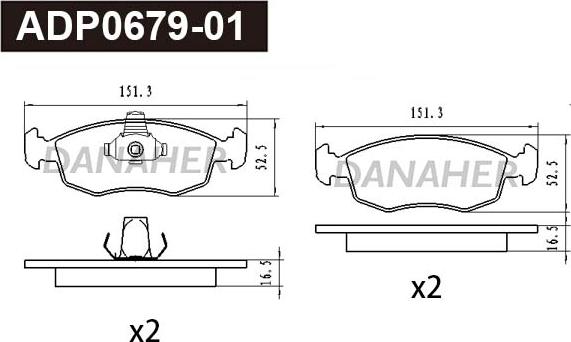 Danaher ADP0679-01 - Bremžu uzliku kompl., Disku bremzes autodraugiem.lv