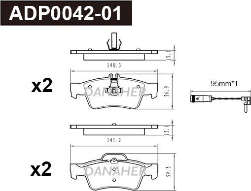 Danaher ADP0042-01 - Bremžu uzliku kompl., Disku bremzes autodraugiem.lv