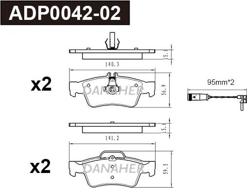 Danaher ADP0042-02 - Bremžu uzliku kompl., Disku bremzes autodraugiem.lv