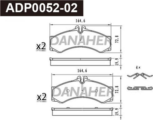 Danaher ADP0052-02 - Bremžu uzliku kompl., Disku bremzes autodraugiem.lv