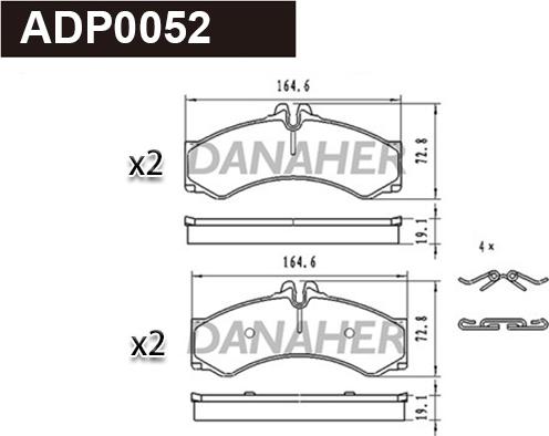 Danaher ADP0052 - Bremžu uzliku kompl., Disku bremzes autodraugiem.lv