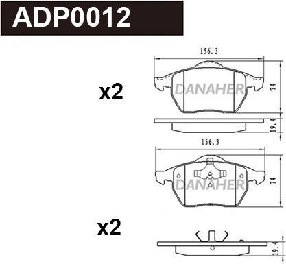 Danaher ADP0012 - Bremžu uzliku kompl., Disku bremzes autodraugiem.lv