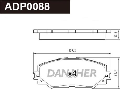 Danaher ADP0088 - Bremžu uzliku kompl., Disku bremzes autodraugiem.lv