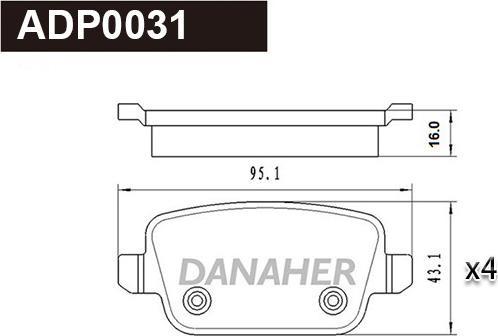 Danaher ADP0031 - Bremžu uzliku kompl., Disku bremzes autodraugiem.lv