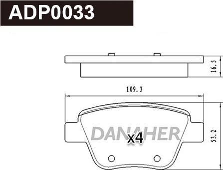 Danaher ADP0033 - Bremžu uzliku kompl., Disku bremzes autodraugiem.lv