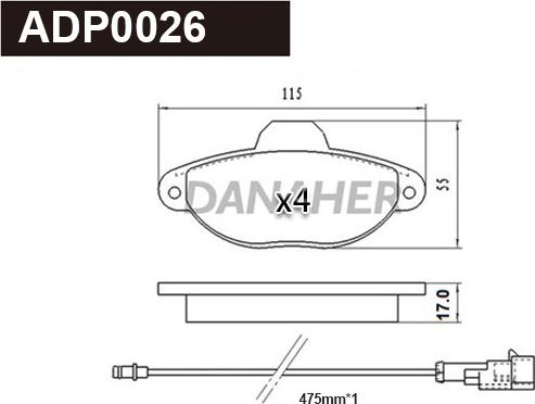 Danaher ADP0026 - Bremžu uzliku kompl., Disku bremzes autodraugiem.lv