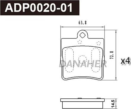 Danaher ADP0020-01 - Bremžu uzliku kompl., Disku bremzes autodraugiem.lv