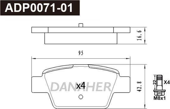 Danaher ADP0071-01 - Bremžu uzliku kompl., Disku bremzes autodraugiem.lv