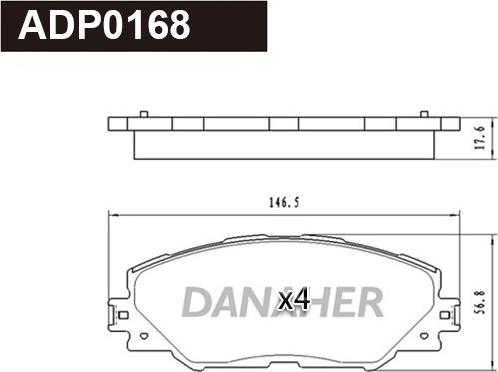 Danaher ADP0168 - Bremžu uzliku kompl., Disku bremzes autodraugiem.lv