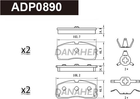 Danaher ADP0890 - Bremžu uzliku kompl., Disku bremzes autodraugiem.lv