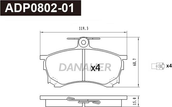 Danaher ADP0802-01 - Bremžu uzliku kompl., Disku bremzes autodraugiem.lv