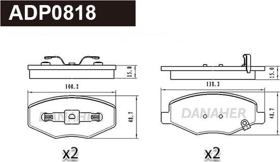 Danaher ADP0818 - Bremžu uzliku kompl., Disku bremzes autodraugiem.lv