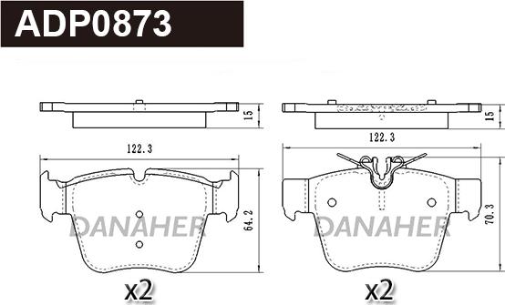 Danaher ADP0873 - Bremžu uzliku kompl., Disku bremzes autodraugiem.lv