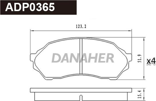 Danaher ADP0365 - Bremžu uzliku kompl., Disku bremzes autodraugiem.lv