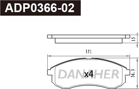 Danaher ADP0366-02 - Bremžu uzliku kompl., Disku bremzes autodraugiem.lv
