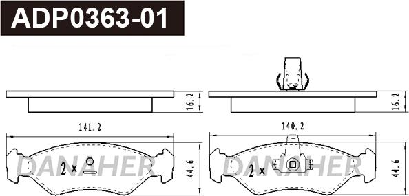 Danaher ADP0363-01 - Bremžu uzliku kompl., Disku bremzes autodraugiem.lv