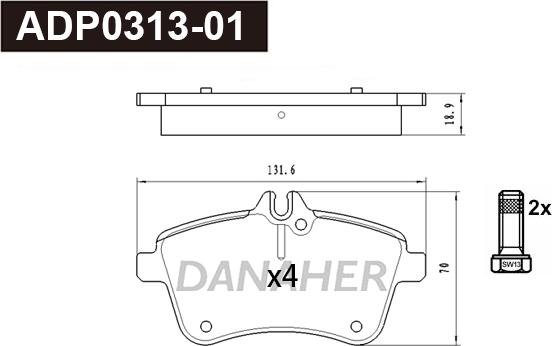 Danaher ADP0313-01 - Bremžu uzliku kompl., Disku bremzes autodraugiem.lv