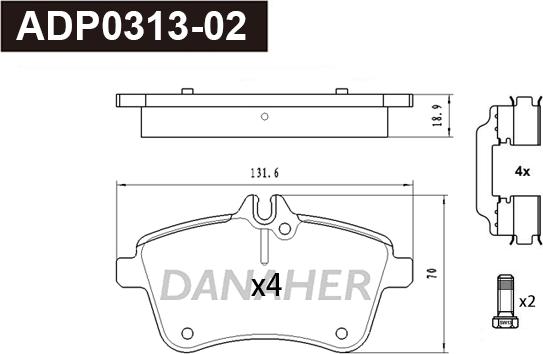 Danaher ADP0313-03 - Bremžu uzliku kompl., Disku bremzes autodraugiem.lv