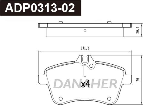Danaher ADP0313-02 - Bremžu uzliku kompl., Disku bremzes autodraugiem.lv