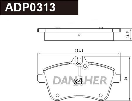 Danaher ADP0313 - Bremžu uzliku kompl., Disku bremzes autodraugiem.lv