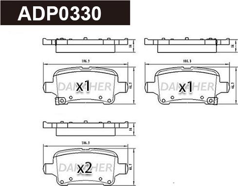 Danaher ADP0330 - Bremžu uzliku kompl., Disku bremzes autodraugiem.lv