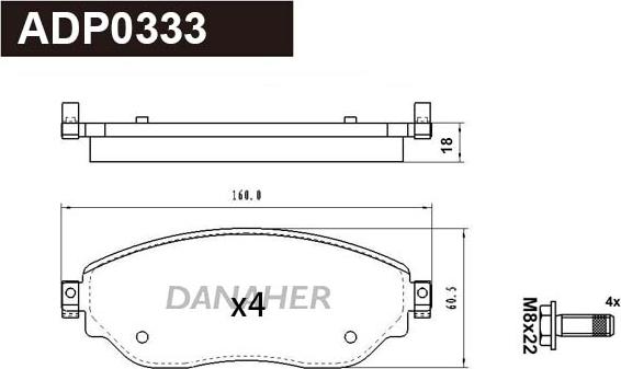 Danaher ADP0333 - Bremžu uzliku kompl., Disku bremzes autodraugiem.lv