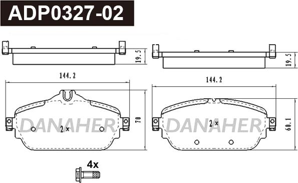 Danaher ADP0327-02 - Bremžu uzliku kompl., Disku bremzes autodraugiem.lv