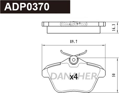 Danaher ADP0370 - Bremžu uzliku kompl., Disku bremzes autodraugiem.lv