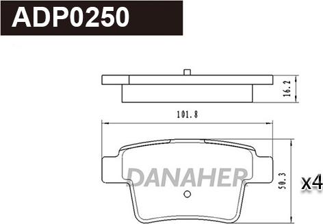 Danaher ADP0250 - Bremžu uzliku kompl., Disku bremzes autodraugiem.lv