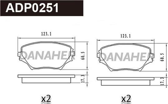 Danaher ADP0251 - Bremžu uzliku kompl., Disku bremzes autodraugiem.lv