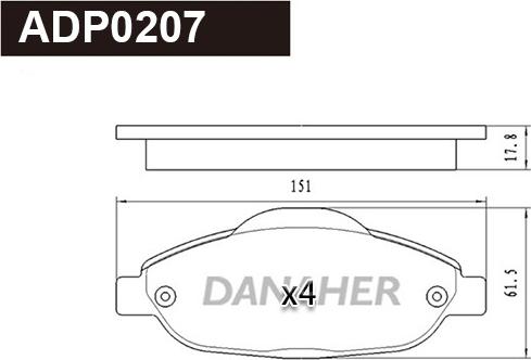 Danaher ADP0207 - Bremžu uzliku kompl., Disku bremzes autodraugiem.lv