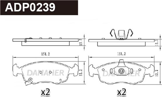 Danaher ADP0239 - Bremžu uzliku kompl., Disku bremzes autodraugiem.lv