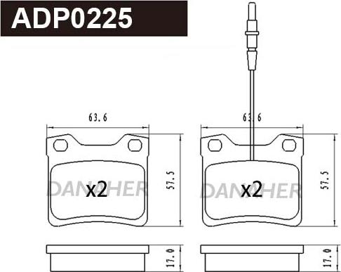 Danaher ADP0225 - Bremžu uzliku kompl., Disku bremzes autodraugiem.lv