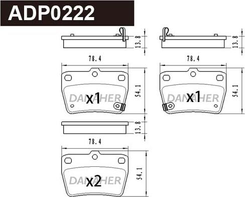 Danaher ADP0222 - Bremžu uzliku kompl., Disku bremzes autodraugiem.lv