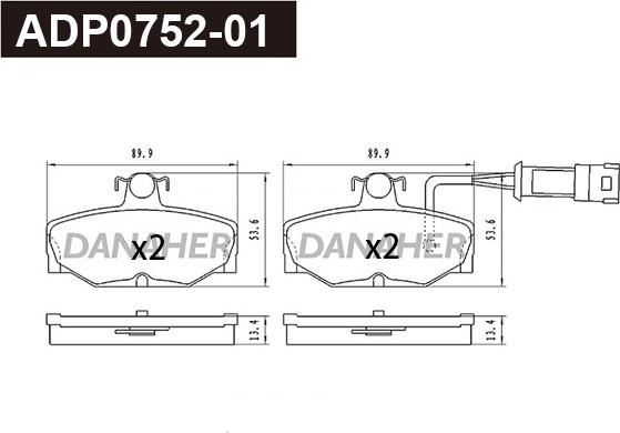 Danaher ADP0752-01 - Bremžu uzliku kompl., Disku bremzes autodraugiem.lv