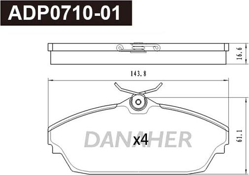 Danaher ADP0710-01 - Bremžu uzliku kompl., Disku bremzes autodraugiem.lv