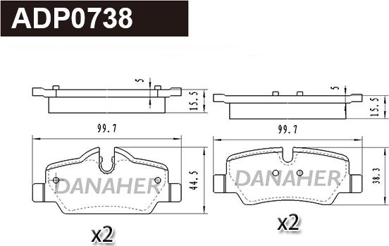 Danaher ADP0738 - Bremžu uzliku kompl., Disku bremzes autodraugiem.lv