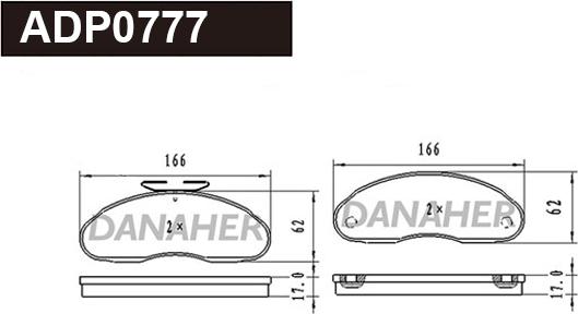 Danaher ADP0777 - Bremžu uzliku kompl., Disku bremzes autodraugiem.lv