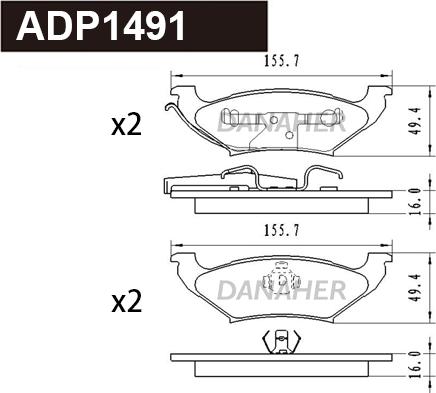 Danaher ADP1491 - Bremžu uzliku kompl., Disku bremzes autodraugiem.lv