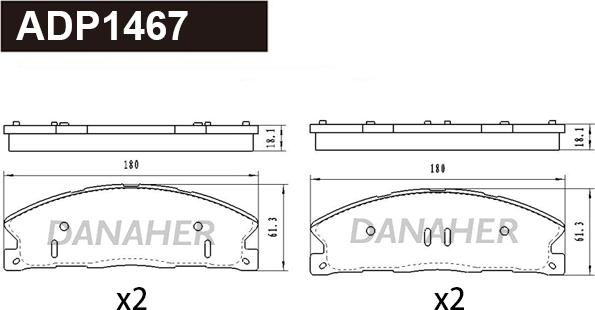 Danaher ADP1467 - Bremžu uzliku kompl., Disku bremzes autodraugiem.lv