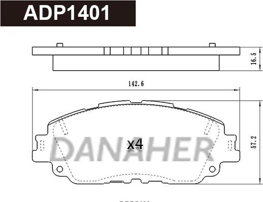 Danaher ADP1401 - Bremžu uzliku kompl., Disku bremzes autodraugiem.lv