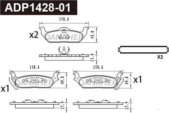 Danaher ADP1428-01 - Bremžu uzliku kompl., Disku bremzes autodraugiem.lv