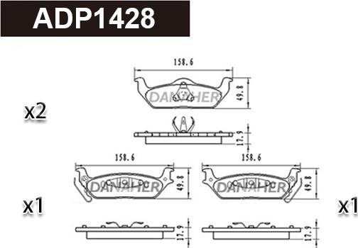 Danaher ADP1428 - Bremžu uzliku kompl., Disku bremzes autodraugiem.lv