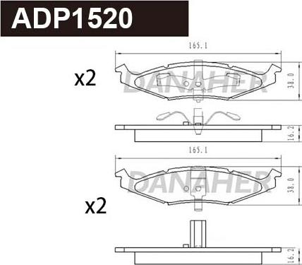 Danaher ADP1520 - Bremžu uzliku kompl., Disku bremzes autodraugiem.lv