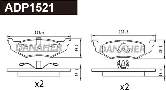 Danaher ADP1521 - Bremžu uzliku kompl., Disku bremzes autodraugiem.lv