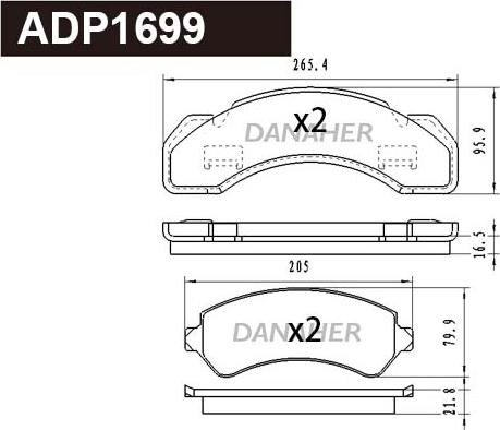 Danaher ADP1699 - Bremžu uzliku kompl., Disku bremzes autodraugiem.lv