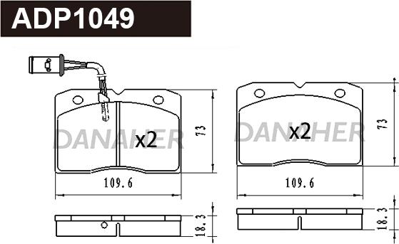 Danaher ADP1049 - Bremžu uzliku kompl., Disku bremzes autodraugiem.lv