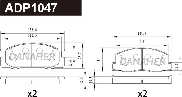 Danaher ADP1047 - Bremžu uzliku kompl., Disku bremzes autodraugiem.lv