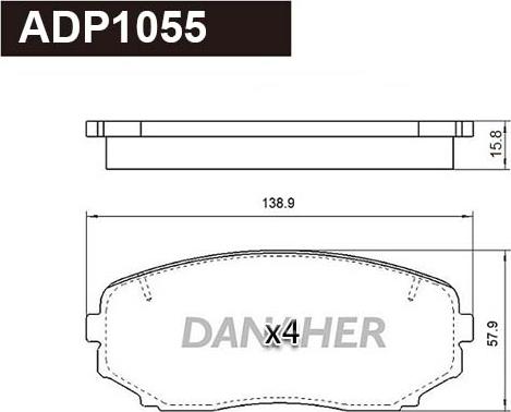 Danaher ADP1055 - Bremžu uzliku kompl., Disku bremzes autodraugiem.lv