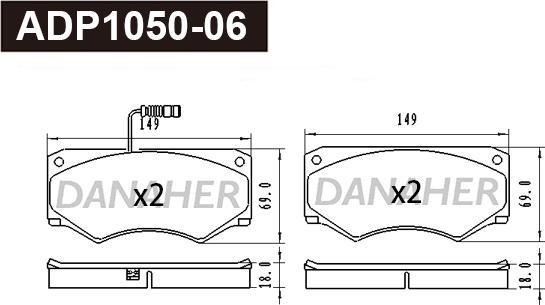 Danaher ADP1050-06 - Bremžu uzliku kompl., Disku bremzes autodraugiem.lv